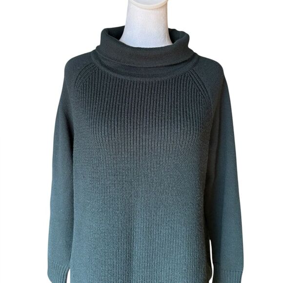 Athleta Ravine Tunic Sweater Wool Blend Long Sleeve Womens Small Dark Green - Picture 7 of 12